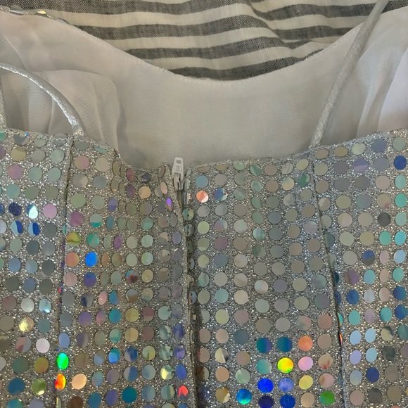 vintage silver sequin bodycon mini dress, spaghetti strap - Picture 11 of 11